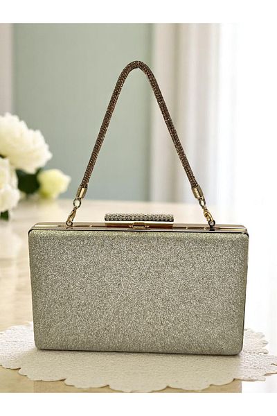 Wedding Fashion Gold Gold Dore Silks Non-Spill Imported Sandstone Stone Handle Women's Evening Dress Bag Wedding Engagement Graduation
