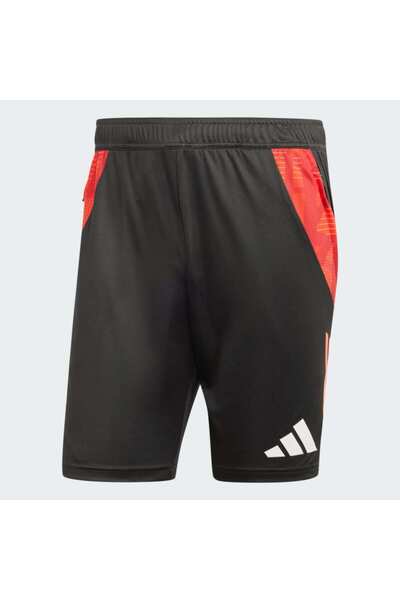 adidas Spor Şort Erkek Kırmızı Detaylı Siyah Antrenman ve Maç Şortu
