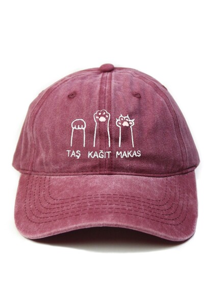 T-FUNNY Kedi Temalı Taş Kağıt Makas İşlemeli Retro Şapka