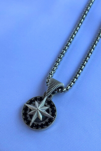 Begondio Pusula El İşçiliği Paslanmaz Çelik Zincir Erkek Kolye