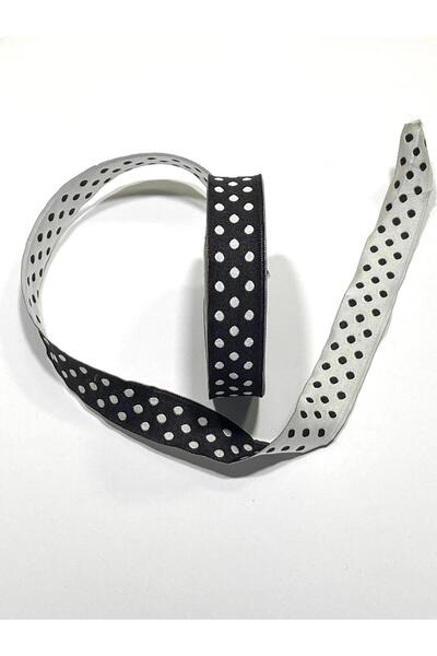 karantuhafiye Двосторонній тканий стрічок з крапками / 10 метрів / 20 мм Чорний