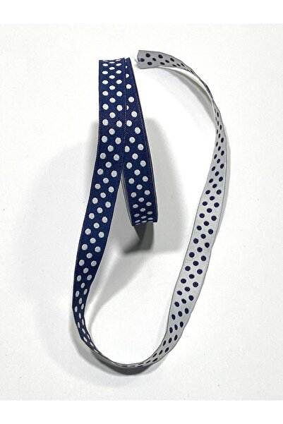 karantuhafiye Двосторонній тканий стрічок з крапками / 10 метрів / 10 мм синій