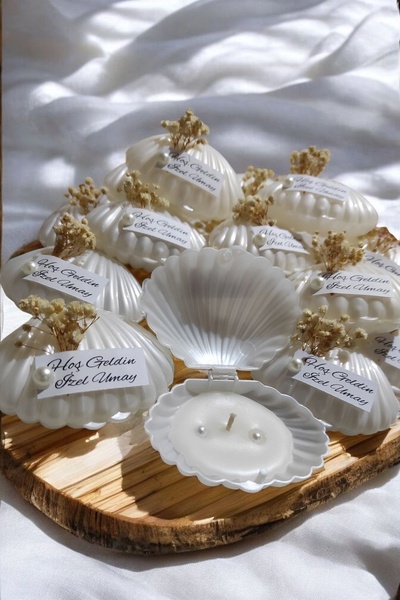 CAN İstiridye Hediyelik Mum, 15 Adet | Mevlüt – Söz – Nişan – Düğün- Doğum Gü...