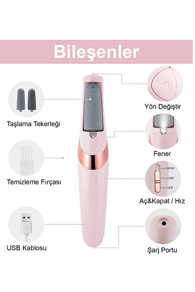 TeknoClass Şarjlı Ayak Törpüsü Pedikür ve Ayak Bakım Aleti Ayak Tabanı Bakım Törpüsü Topuk Nasır Temizleme