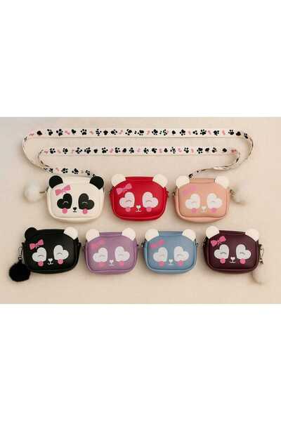 ZİVORA Kız Çocuk Panda Figürlü Ponpon Detaylı Suni Deri Çapraz Çanta