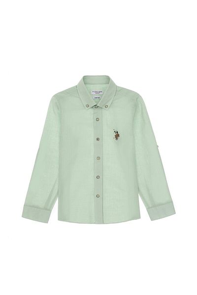 U.S. Polo Assn. Αγόρι Water Green μακρυμάνικο βασικό πουκάμισο