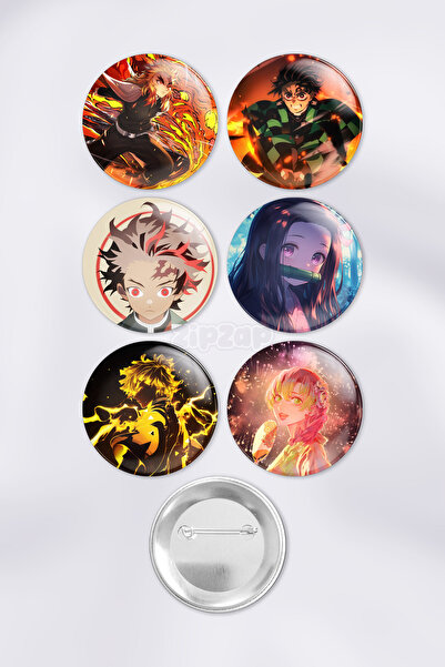 ZipZap Demon Slayer Kimetsu no Yaiba Çanta Süsü Rozet İğneli Buton Rozet Seti...
