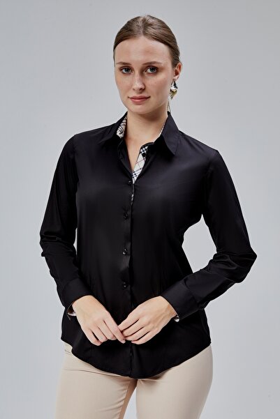 FARQIN Чорна бавовняна сатинова тканина з еластаном Burbery, детальна, обляга...