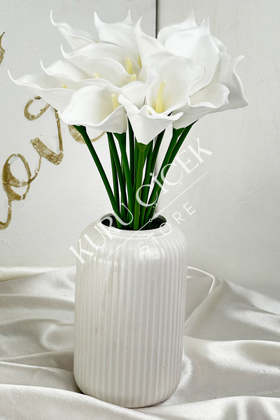 Smyrna Çiçek Beyaz Islak Gala, Solmaz, Sararmaz, Gerçek Dokulu 5'li Demet