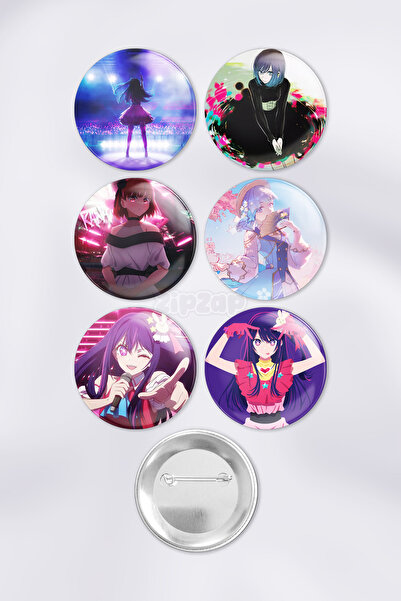 ZipZap Oshi no Ko Çanta Süsü Rozet İğneli Buton Rozet Seti (6 ADET)