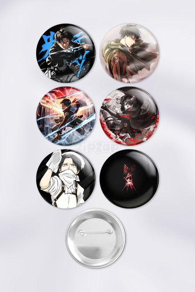 ZipZap Levi Ackerman Çanta Süsü Rozet İğneli Buton Rozet Seti (6 ADET)