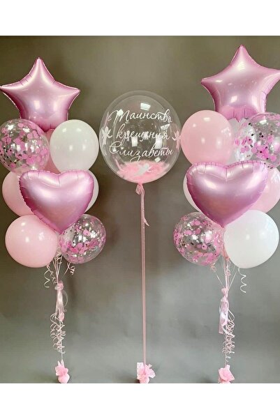 Çemrek Süs Parti بالون وردي على شكل قلب على شكل نجمة، بالون شفاف، مجموعة من 15 قطعة