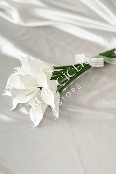 Smyrna Çiçek Beyaz Islak Gala, Solmaz, Sararmaz, Gerçek Dokulu 5'li Demet