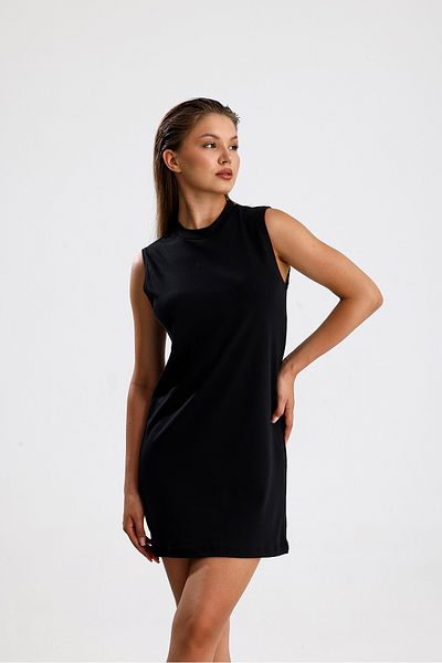 Elia Moda Bluză neagră 100% bumbac interlock cu mâneci zero