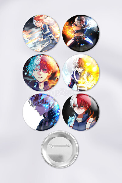 ZipZap Shoto Todoroki Çanta Süsü Rozet İğneli Buton Rozet Seti (6 ADET)