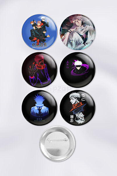 ZipZap Jujutsu Kaisen Çanta Süsü Rozet İğneli Buton Rozet Seti (6 ADET)