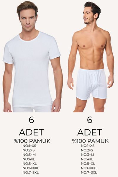 BEYAZTOPTAN 100% Cotton Men's Underwear Long Don Set (12 Pieces)