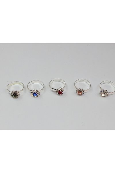 Nurtakı 5 Pieces Adjustable Children's Rings with Flowers and Stones