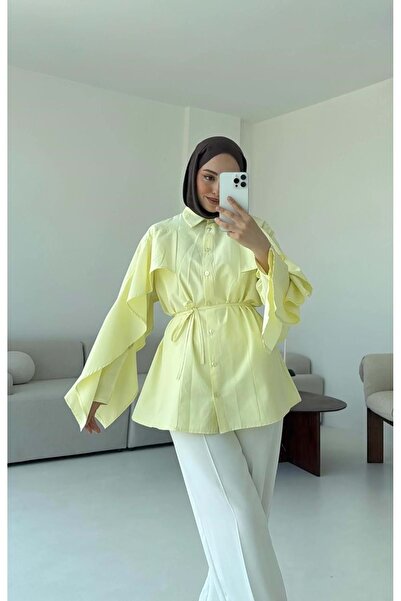 Aler 25Y0777 TUNİK GÖMLEK KOL DETAYLARI FIRFIRLI SARI