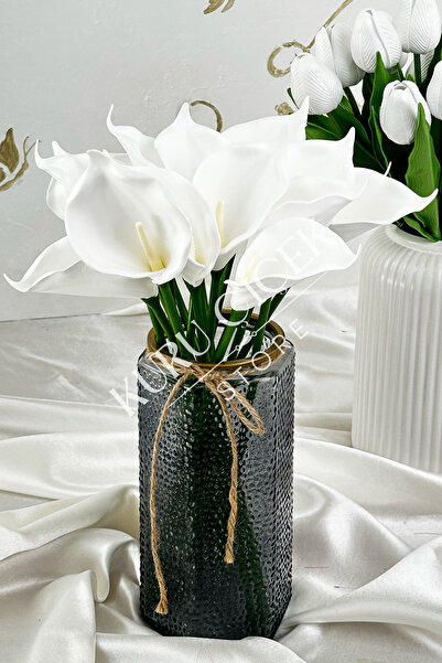 Smyrna Çiçek Beyaz Islak Gala, Solmaz, Sararmaz, Gerçek Dokulu 5'li Demet