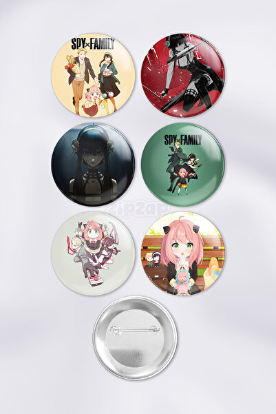 ZipZap Spy x Family Çanta Süsü Rozet İğneli Buton Rozet Seti (6 ADET)