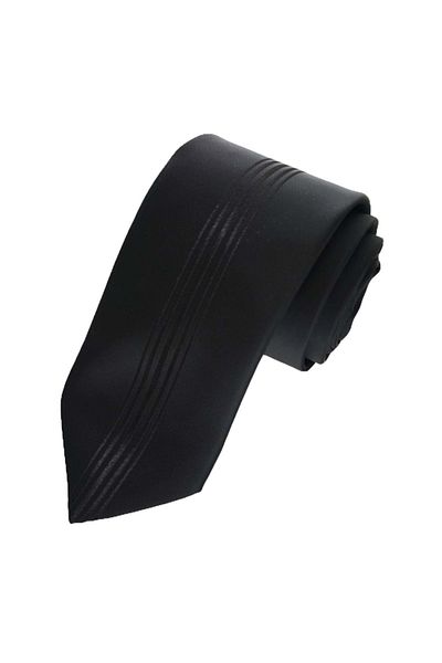 Exve Exclusive Black on Black Center Striped Oxford Cut Italian Tie