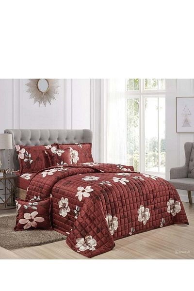 Moon Winter Printed Double Quilt Set Velvety Soft 6-Piece System, Compressed Filling