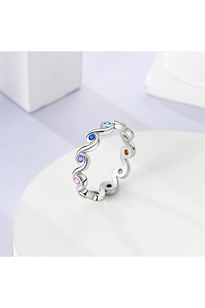 Belora Silver ring with multi-colored stones