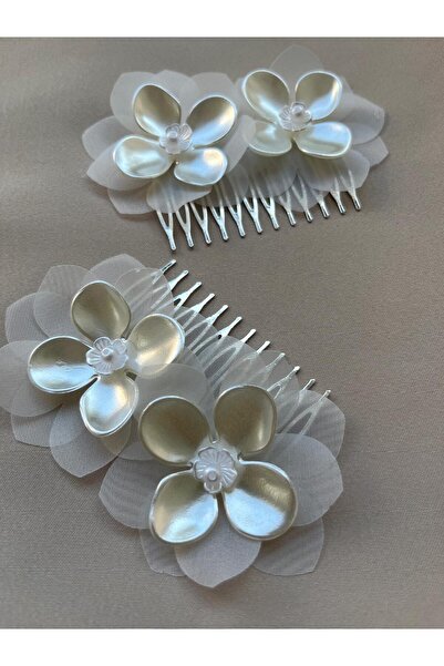 MONAME Cataramă dublă pentru mireasă cu flori – Accesoriu pentru păr realizat...