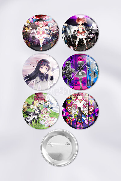 ZipZap Puella Magi Madoka Magica Çanta Süsü Rozet İğneli Buton Rozet Seti (6 ...