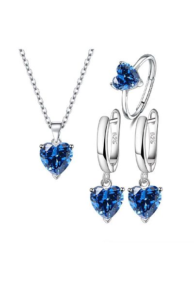 Belora Women's jewelry set, Diora brand, silver, blue, 3 pieces - Transparent