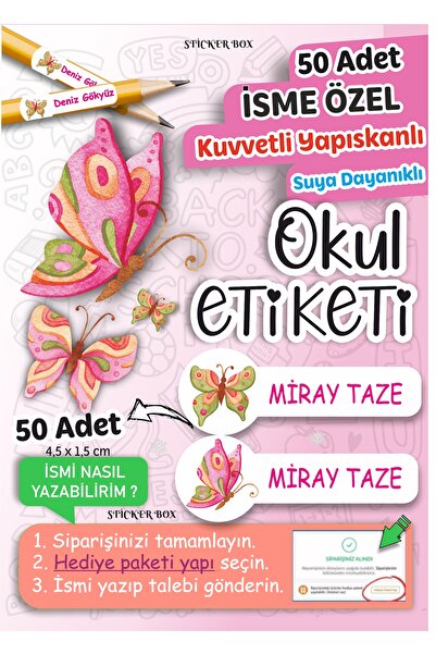 Think And Print Okul Etiketi Kalem Defter isimli Etiket Isim Yazılabilen Kele...