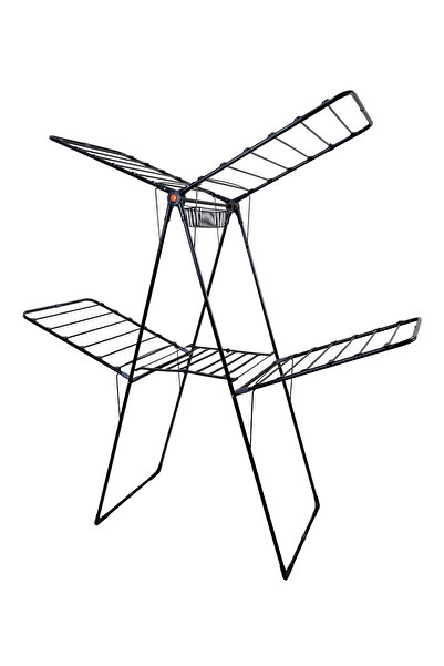 woodhub Kalın Borulu Çift Katlı Çamaşır Kurutma Askısı, Siyah, Dayanıklı ve P...