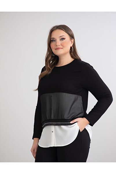 Te&Te Women's Plus Size Front Garnish Skirt Shirt Detail One-Piece Blouse