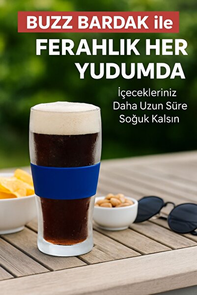 Open Home Concept BUZZ BARDAK – 470 ML Aktif Jel Soğutmalı Cam Bardak | Silik...