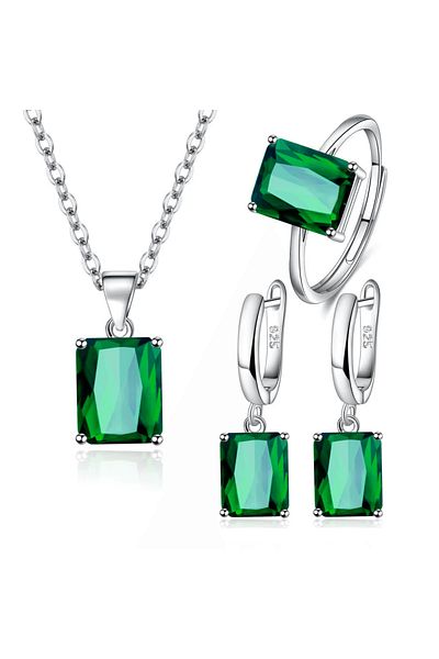 Belora Diora Jewelry Set, Silver, Blue - Green color
