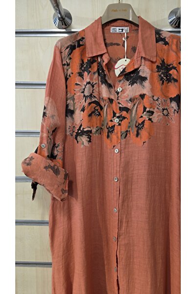 Park Moda Italian Linen Shirt Dress Long Patterned