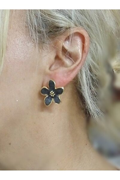 mos&more Black Pearlescent Flower Lightweight Stylish Women's Earrings