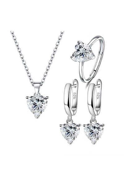 Belora Women's jewelry set, Diora brand, silver, blue, 3 pieces - Transparent