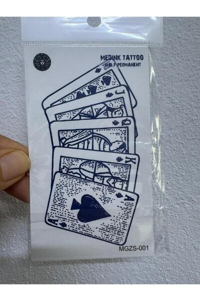 Arescollection 1 ay kalıcı 12 saat sonra kararan iskambil kağıtları tattoo geçici dövme