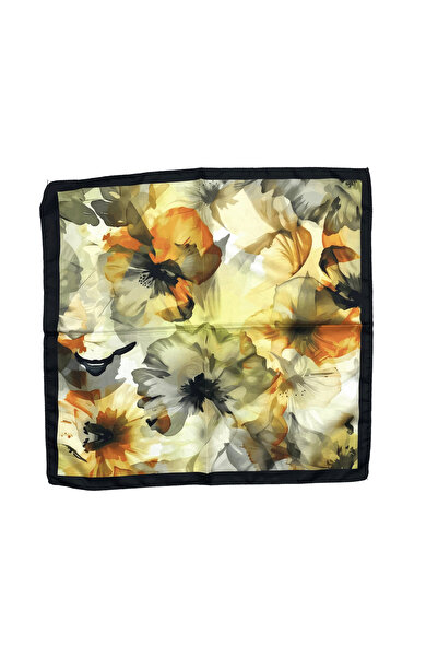 Sultan İpek Çiçek Desenli Fular / Bandana 48x48