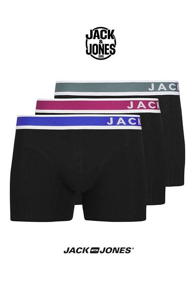 Jack & Jones Set de boxeri din 3 piese J&J JACEASTON pentru bărbați cu logo negru