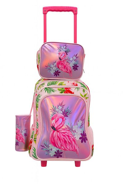 Kids 3Piece School Trolley Backpack Set with Lunch Bag and Pencil Case. Durable, Lightweight
