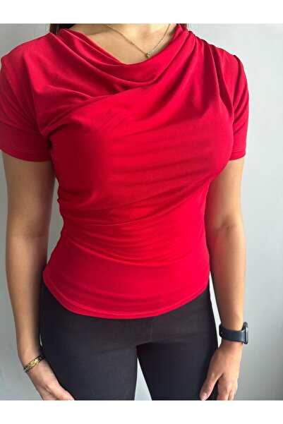 LONELY WOLF Degaje Yaka Yanı Pileli sandy bluz 04