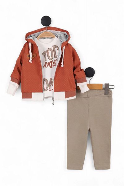 voyyo kids baby Baby Boy 3-18 Months 3 Piece Stylish Set with Hooded Raincoat and Jacket