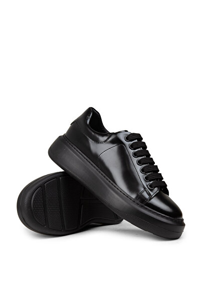 Deery Women's Genuine Leather Black Sneaker Shoes