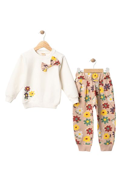 diamondstar Two Thread Flower Printed Girl Tracksuit Suit 2/5 Years