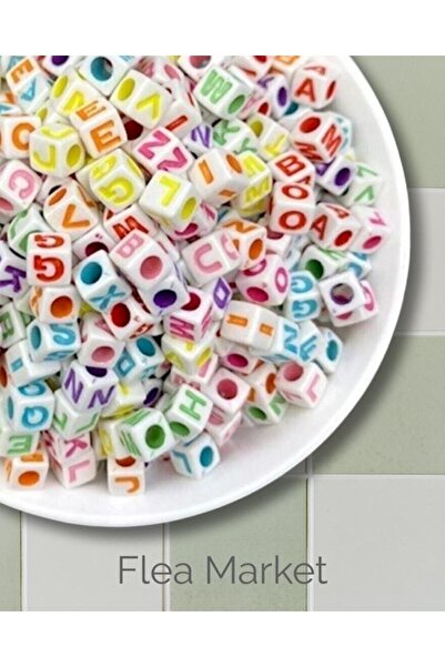 Aslan Online 50gr Letter Beads, 7mm Πολύχρωμες Κυβικές Χάντρες Letter (50gr,~...