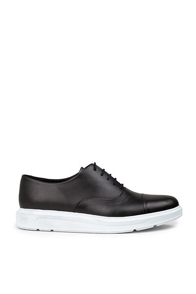 Deery Men's Casual Black Genuine Leather Shoes