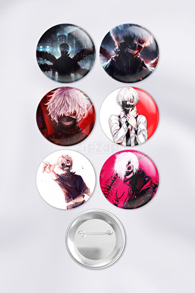 ZipZap Tokyo Ghoul Çanta Süsü Rozet İğneli Buton Rozet Seti (6 ADET)